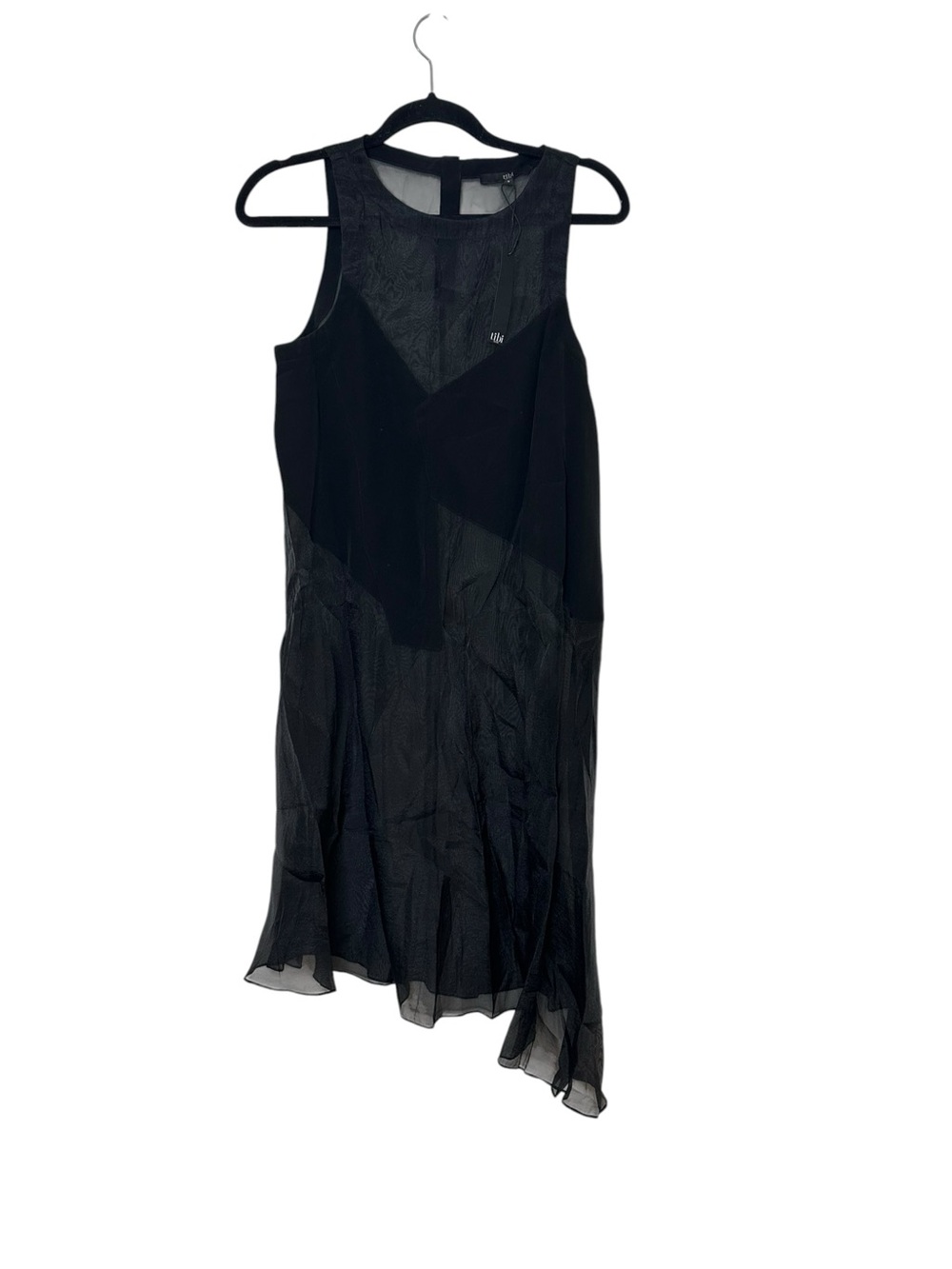 NWT Tibi Black Asymmetrical Sheer Overlay Dress